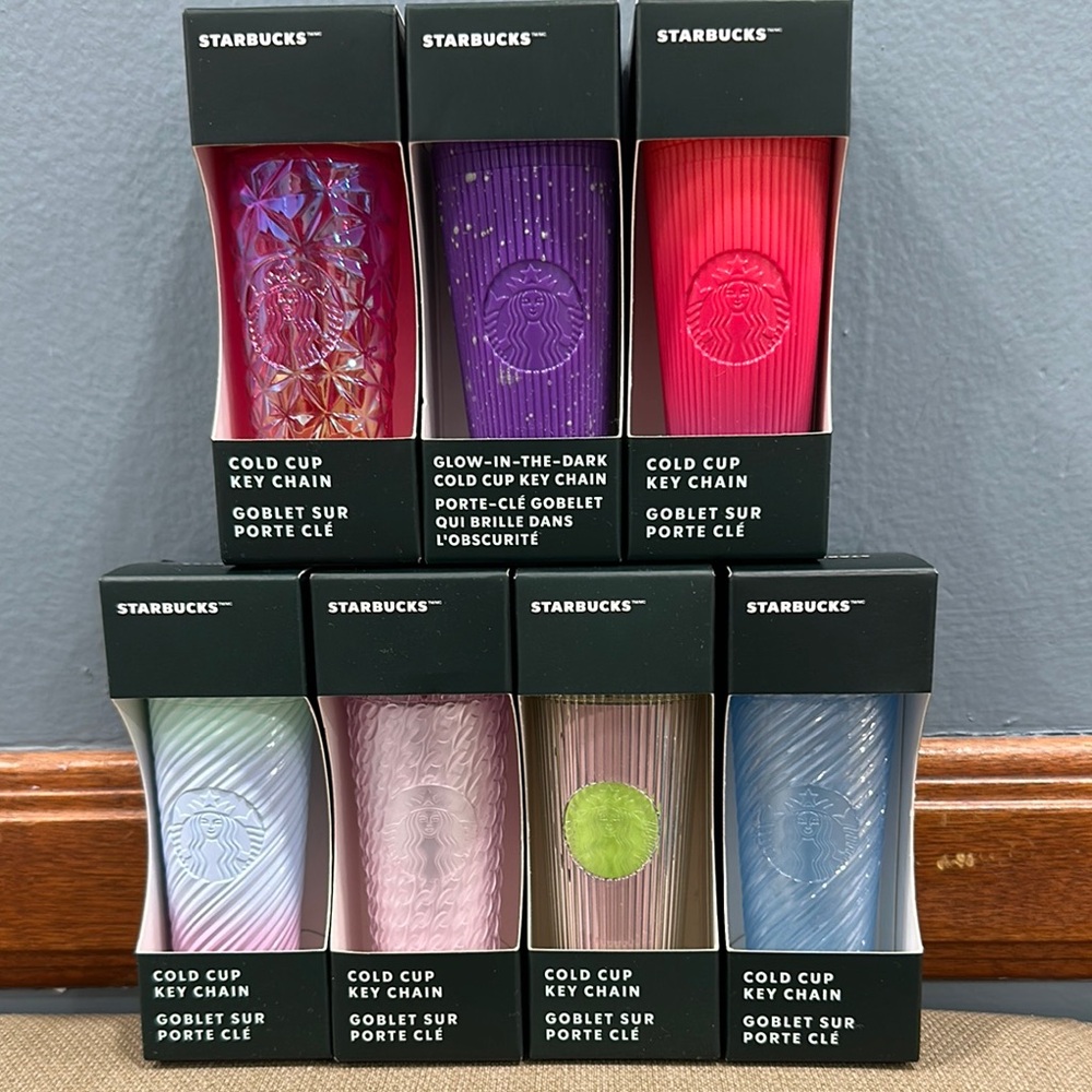 Starbucks Cold Cup Key Chains Set, bundle of 7